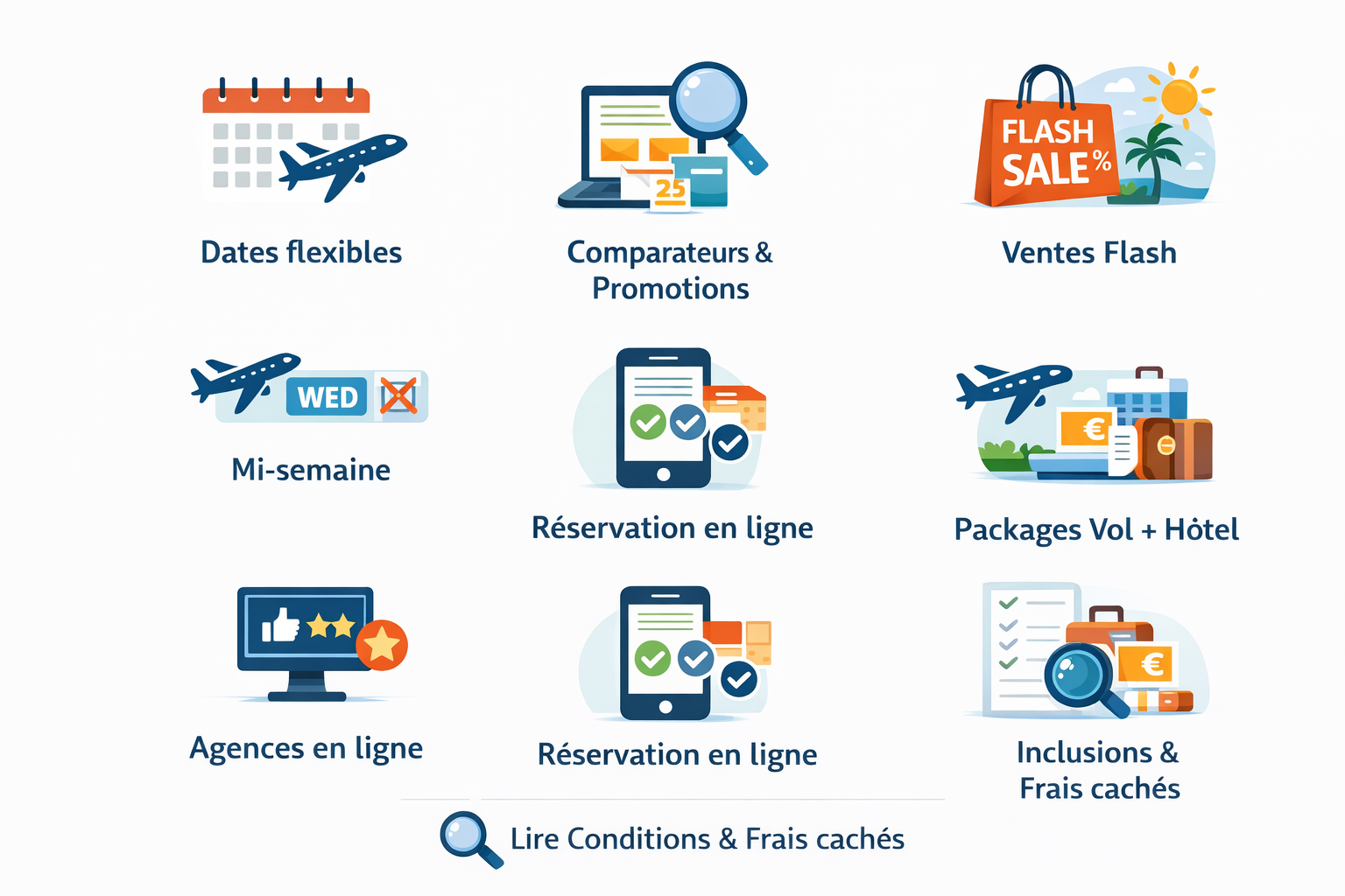 Conseils pour réserver un voyage avec options et promotions.