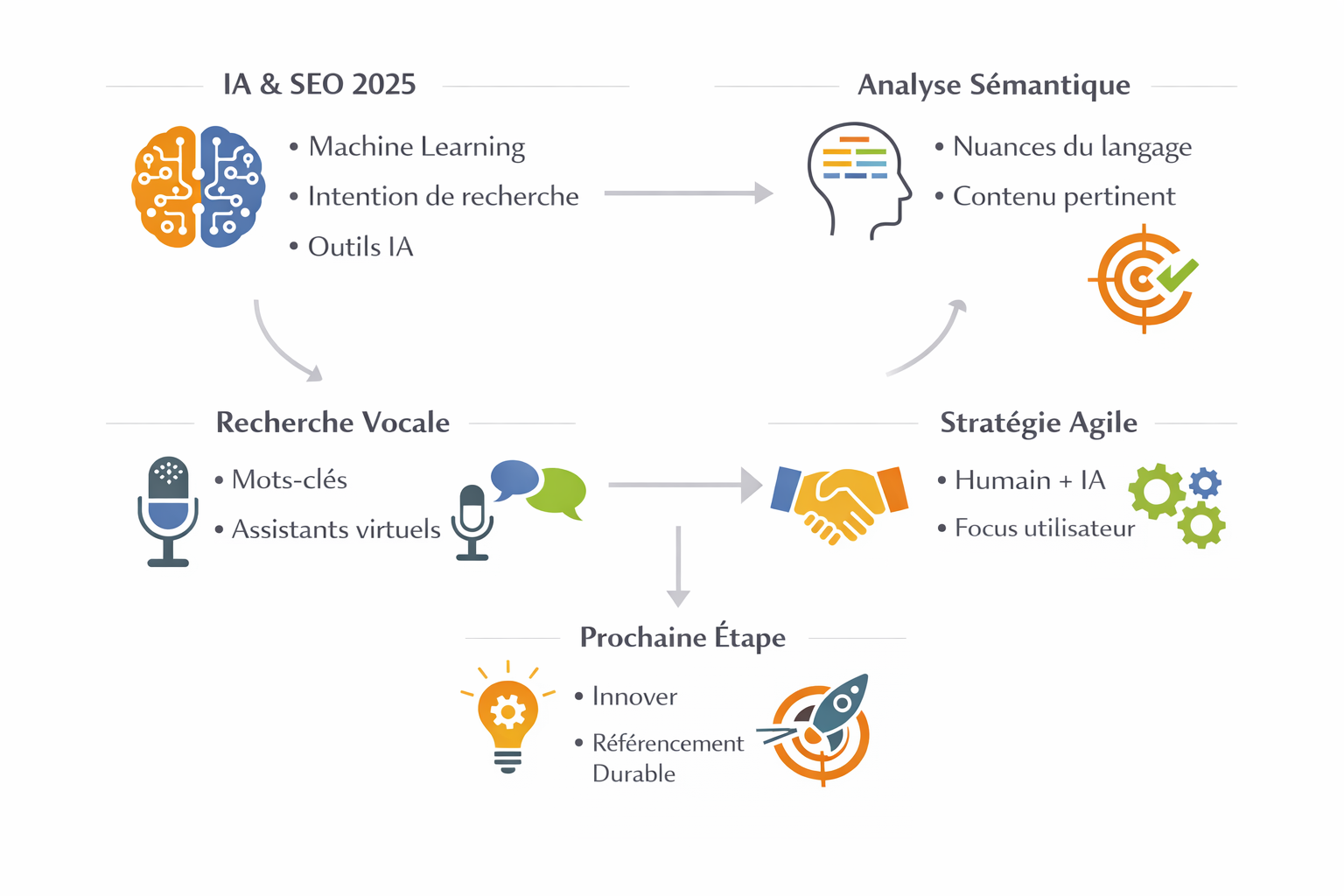 IA et SEO 2025 avec analyse, voix, stratégie, innovation.